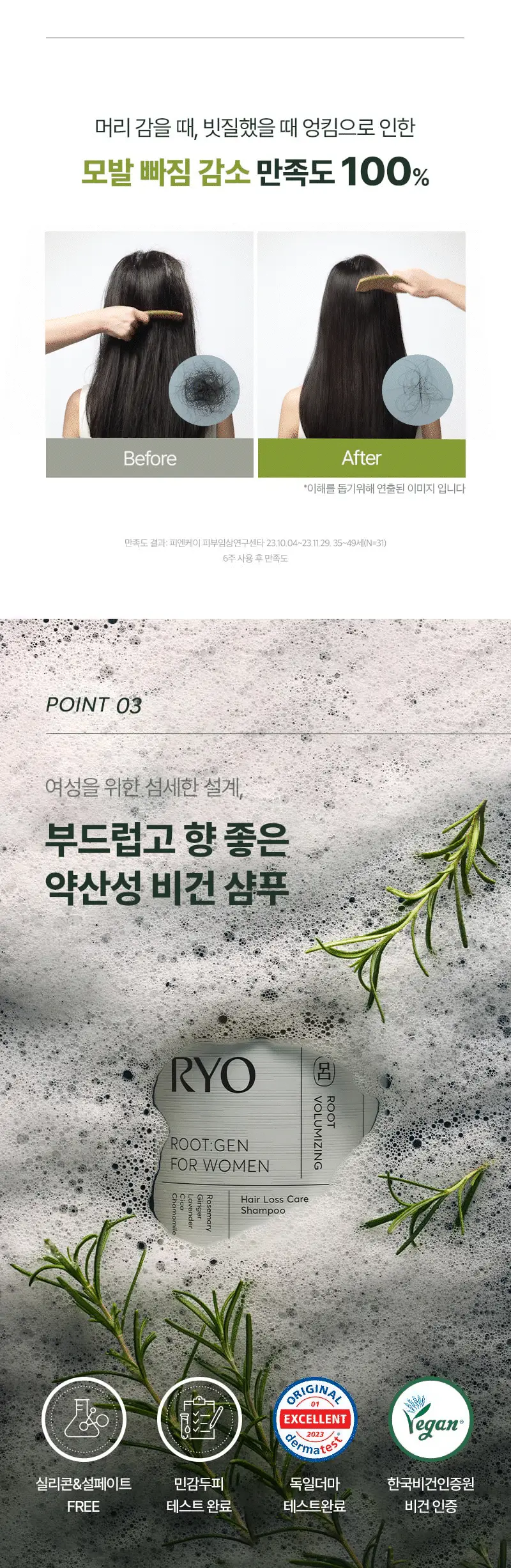 [볼륨탈모샴푸] 려 루트젠 여성맞춤 탈모전문케어 샴푸 353ML+100ML 단독기획 및 단품 상세페이지 6